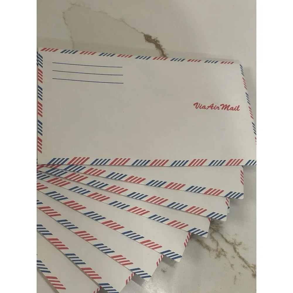 Vintage Stuart Hall Via Air Mail Envelopes Mint Flavor Blue Red Stripe Lot Of 10